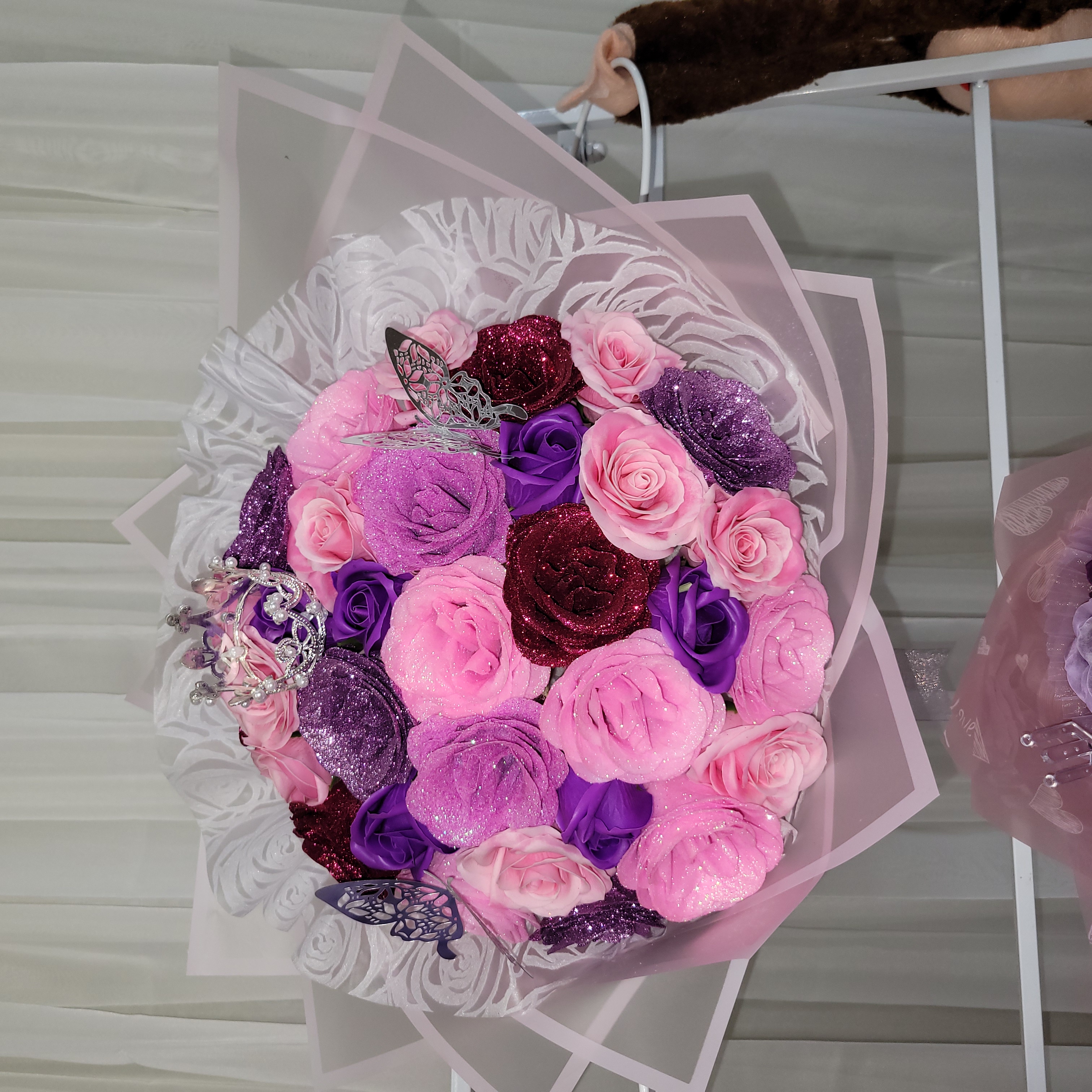 Gliter Rose Bouquet Artificial 