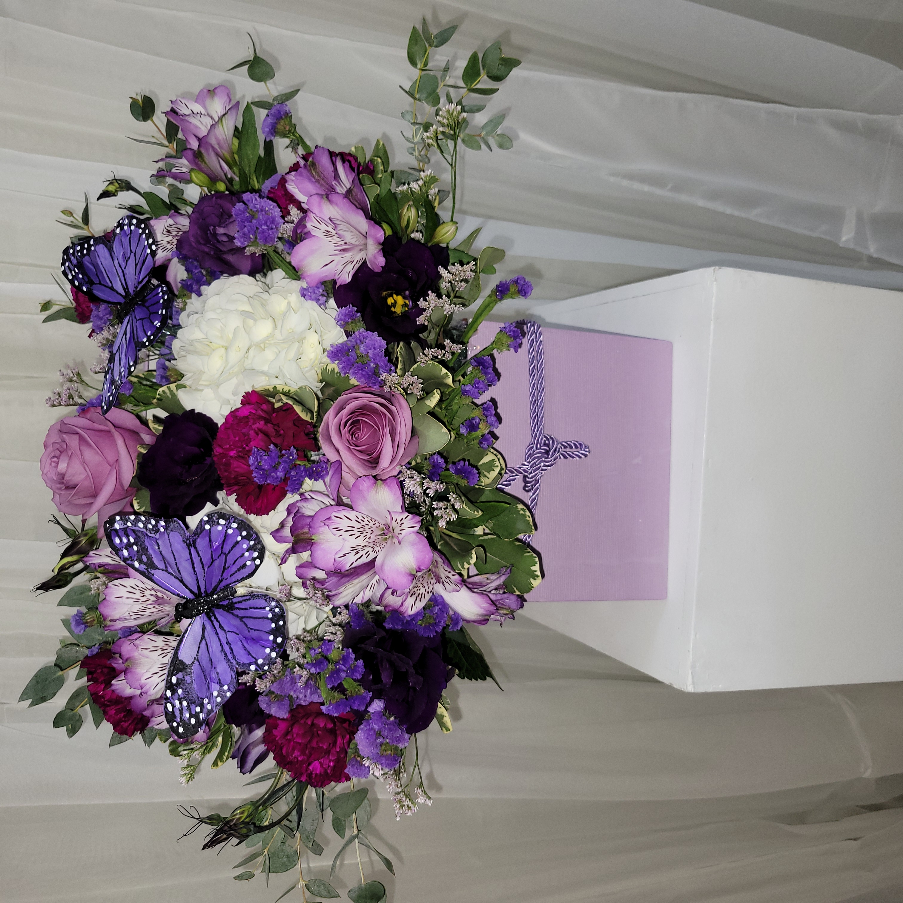 Square lavender cardboard box